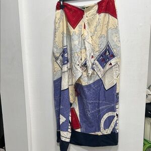 Ralph Lauren Silk Yatching Map  Skirt. Size 10